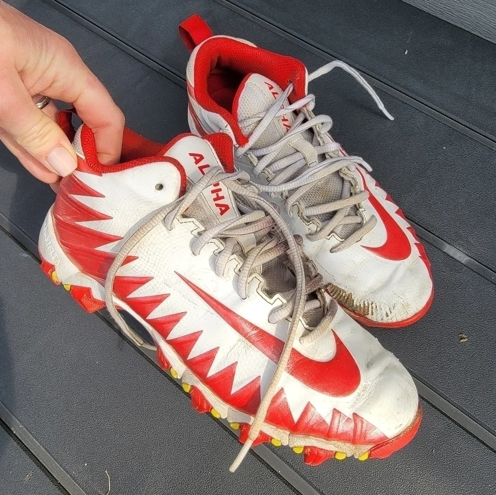 2/$20 Nike Red and White Baseball Spikes 5